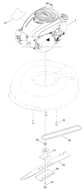 Engine_And_Blade_Assembly Diagram and Parts List for 10732 314200001-314999999 Lawn Boy Lawn Mower
